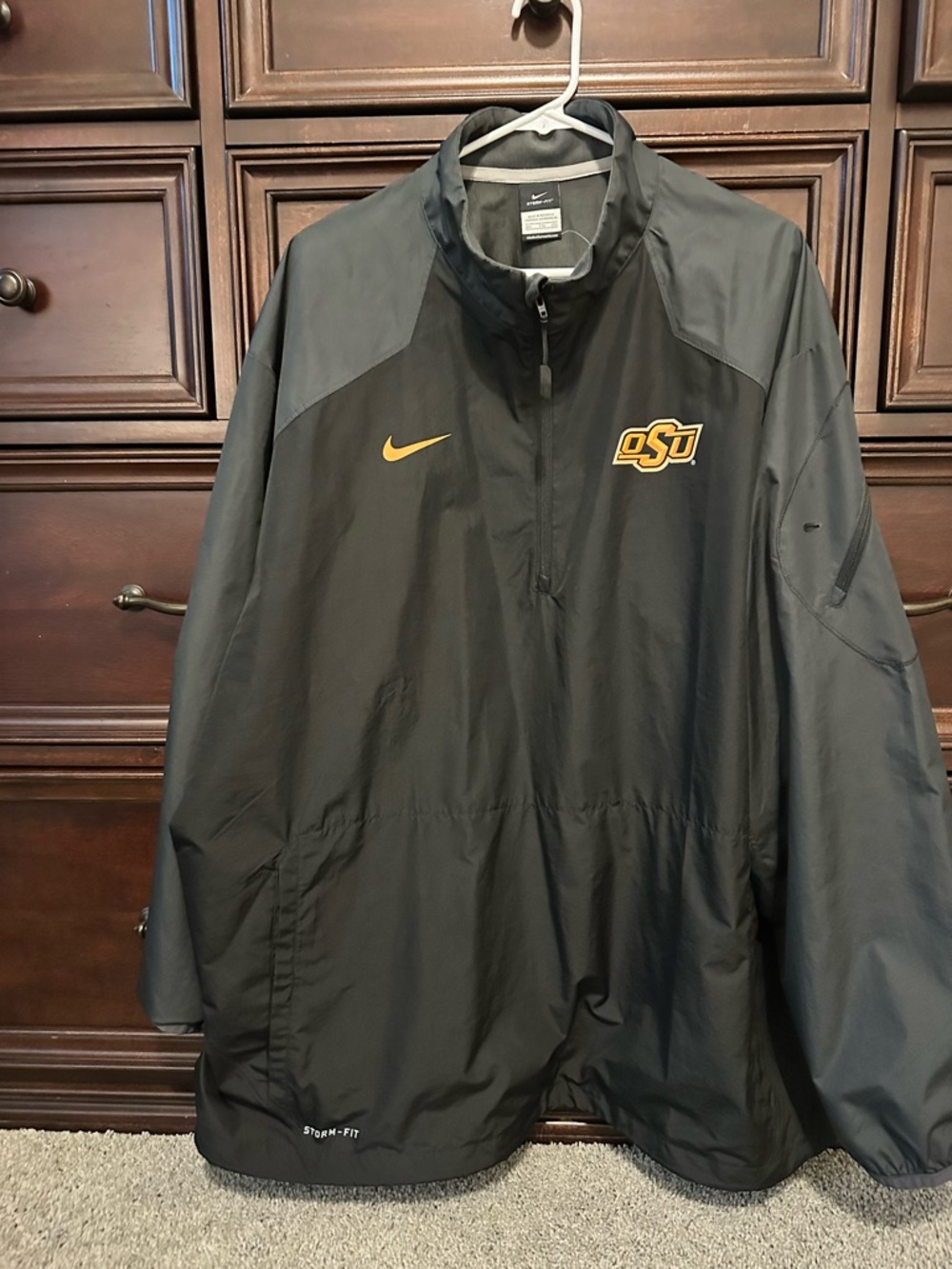 Nike Black and Orange OSU Pullover Windbreaker